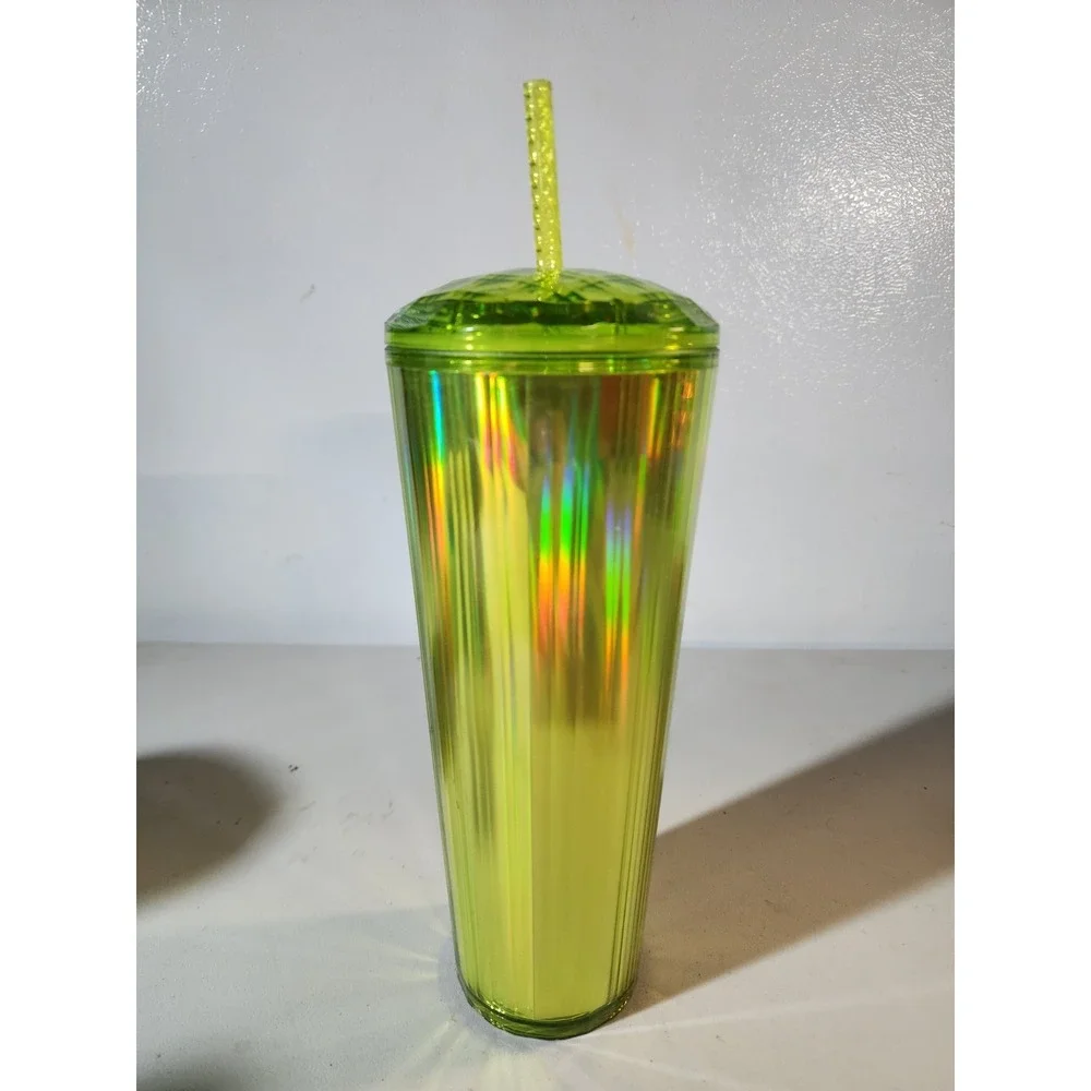 Starbucks Summer Lime Green Yellow Kaleidoscope Dome Lid 24oz Venti Tumbler